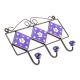 Navy Blue Yellow Floral Tiles Hooks